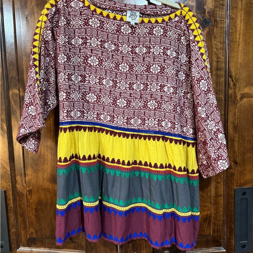 Colorful Patterned Tunic Dress